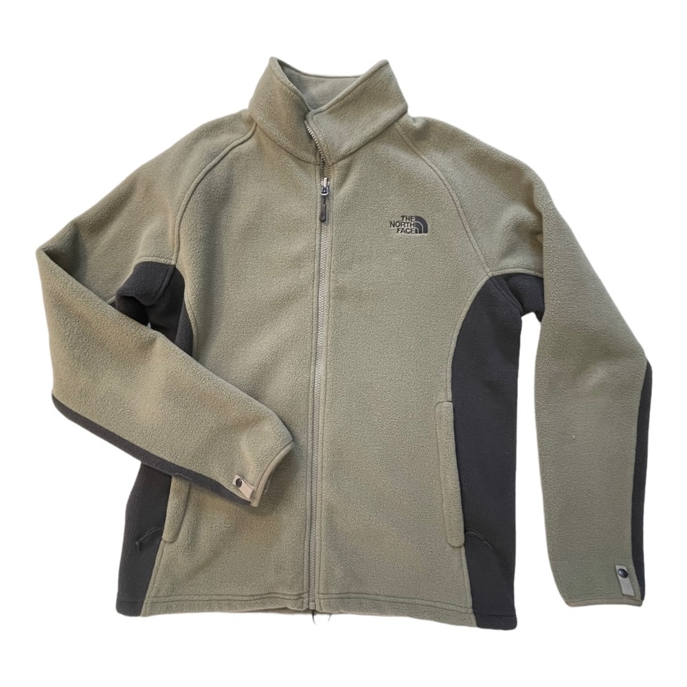 The North Face Fleece Zip-Up Jacket (Sage Green / Black)